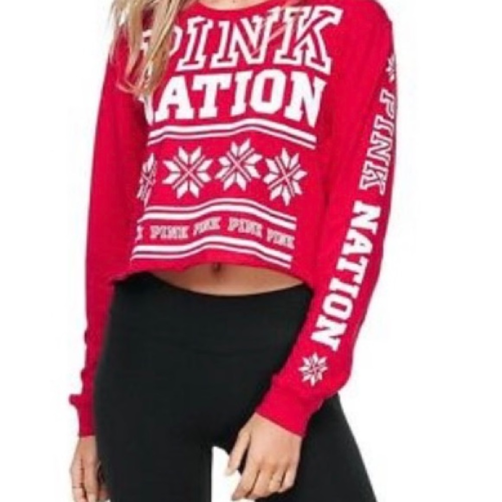Pink Nation Long Sleeves Crop Top